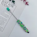 Creative colorful sugar sprinkle beaded stylus pen with green cap and touch screen tip - 1.0mm Bullet Tip / Light Green