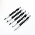 Schwarzer 6-in-1 Multifunktions-Werkzeugstift mit Wasserwaage, Lineal und Stylus - 1,0mm Kugelkopf / Schwarz