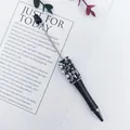 Handmade crystal beaded pearl ballpoint pen with black glitter barrel for DIY gift crafting - Pearlescent Black