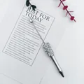 Silver DIY beadable pen with luxury crystal rhinestones and pearls on white - Elegant Silver