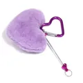 Soft purple heart-shaped plush keychain charm with a purple metallic heart carabiner - Purple