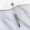 Luxurious beaded ballpoint pen featuring grey pearls and sparkling colorful rhinestones - 1.0mm Bullet Tip / Black