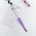 Handcrafted purple beaded ballpoint pen featuring pearls and sparkling rhinestones. - Pearlescent Pink Purple