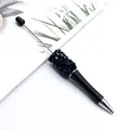 Elegant black sequin DIY beaded ballpoint pen with silver tip for handmade jewelry - Black