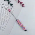 Multifunctional colorful sprinkle bead pen with touchscreen tip and cute pink cap - 1.0mm Bullet Tip / Pink
