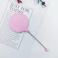 Espejo de mano rosa DIY con mango de metal y cuenta decorativa en el extremo. - 14.6x5.4cm / Rosa Claro