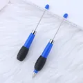Bolígrafo azul creativo con cuentas DIY y diseño único de varilla metálica telescópica - Punta de bala 1,0 mm / Azul Fluorescente