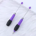 Bolígrafo de cuentas morado DIY con un mango ergonómico de goma negra cómoda - Punta de bala 1,0 mm / Púrpura fluorescente