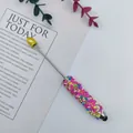 Creative colorful sprinkle bead ballpoint pen with integrated stylus tip for touch screen - 1.0mm Bullet Tip / Yellow