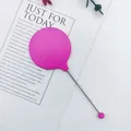 Espejo de mano rosa vibrante para cuentas DIY con elegante mango de varilla metálica - 14.6x5.4cm / Rosa rojo