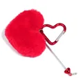 Red heart plush keychain with matching carabiner and metal charm - Red