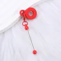 Creative red silicone straw charm accessory featuring a decorative bead and metal rod - Fluorescent Red