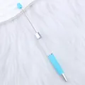 Bolígrafo para cuentas azul claro DIY con cuerpo transparente y varilla de metal - Azul Macarrón