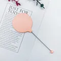 Espejo de mano portátil rosa para cuentas DIY con varilla de metal y base redonda chic. - 14.6x5.4cm / Naranja Claro
