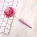 Creative purple ballpoint pen with a fluffy pink gradient pom pom for stationery - Pink Cartoon Leopard