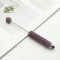 Purple rhinestone stylus pen with DIY beadable stem for smartphone touch screens - Full Rhinestone Stylus Style / Berry Purple