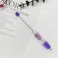 Bolígrafo de 4 colores DIY morado con cuentas para manualidades y papelería - Punta de Bala de 1,0 mm / Púrpura fluorescente