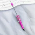 Bolígrafo de cuentas DIY personalizable en rosa con lentejuelas brillantes - Punta de Bala de 1,0 mm / Rojo Rosa Fluorescente