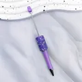 Handmade purple DIY beaded ballpoint pen featuring sparkling AB resin rhinestones - Morandi Purple