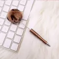 Cute leopard print fur ball ballpoint pen with glittery brown barrel for DIY gift - Brown Black Ball