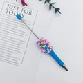 Bolígrafo de cuentas con corazones de colores y decoraciones estilo dulce manualidades - Punta de bala de 1,0 mm / Azul Real (66)
