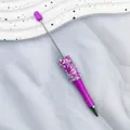 Elegant DIY beaded ballpoint pen featuring purple star sequins and a slim metal rod - 1.0mm Bullet Tip / New Rose Red