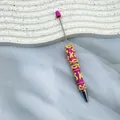 Creative decoden beadable ballpoint pen with pink and yellow 3D textured design - Rose Red