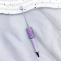 DIY purple beadable ballpoint pen with sparkling AB rhinestone decorations and metal rod - Light Lavender