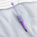 Purple DIY beadable ballpoint pen featuring sparkling star and moon sequins for craft - 1.0mm Bullet Tip / New Morandi Purple