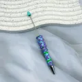 Creative ballpoint pen with purple and green cream glue decoration on light blue barrel - Light Blue