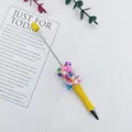 Bolígrafo de cuentas amarillo con perlas de caramelos de colores en forma de corazón - Punta de bala de 1,0 mm / Amarillo Caqui (71)