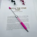 Elegant pink beadable ballpoint pen with crystal filled barrel for DIY jewelry crafts - Fluorescent Rose Red