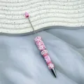 Creative pink cream glue decorated ballpoint pen with handcrafted bead details - Candy Light Pink