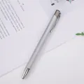 Sleek silver metal business ballpoint pen with aluminum barrel and decorative rings - Silver
