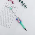 Bolígrafo verde con cuentas de corazón coloridas y decoraciones de dulces lindos - Punta de bala de 1,0 mm / Verde Claro Caqui (72)
