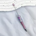 Creative DIY beadable ballpoint pen featuring purple starry sequins and sleek metallic rod - 1.0mm Bullet Tip / New Lilac Purple