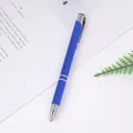 Professional blue aluminum ballpoint pen with click mechanism and silver ring detail - Dark Blue