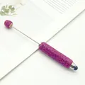 Elegant beadable stylus pen encrusted with vibrant magenta rhinestones for touch screens - Full Rhinestone Stylus Style / Deep Rose Red