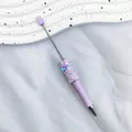 Elegante bolígrafo DIY morado decorado con estrellas brillantes y efecto lentejuelas - Punta de Bala de 1,0 mm / Lavanda Claro