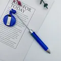 Blue four-color retractable ballpoint pen with retractable badge reel clip for business - 1.0mm Bullet Tip / Fluorescent Blue