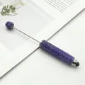 Premium purple rhinestone DIY beadable stylus pen for various touchscreen devices - Full Rhinestone Stylus Style / Deep purple