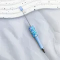 Bolígrafo DIY azul claro decorado con lentejuelas y cuentas brillantes de estrella - Punta de Bala de 1,0 mm / Azul Aqua