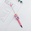 Lindo bolígrafo rosa decorado con cuentas de caramelos de colores para papelería - Punta de bala de 1,0 mm / Rosa Barbie (91)