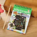 Set di quaderni a grattare colorati per bambini con stilo in bambù per progetti DIY - Confezione 10x14cm / Verde