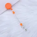 Leuchtend orangefarbene einziehbare Ausweishülle mit Perlen und transparentem PVC-Clip - Einzelverpackung / Orange