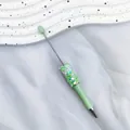 Mint green DIY beading ballpoint pen decorated with glittery star and moon sequins - 1.0mm Bullet Tip / New Songhua Green