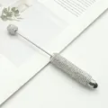 Silver beadable stylus ballpoint pen with sparkling rhinestone handle for touchscreen DIY - Full Rhinestone Stylus Style / Silver