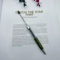 Elegant olive green beadable ballpoint pen with decorative green crystal stone filler - Lotus Green