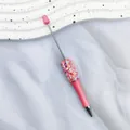 Creative pink DIY beaded ballpoint pen featuring colorful star and moon glitter sequins - 1.0mm Bullet Tip / New Barbie Pink