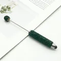 Elegant dark green rhinestone beaded stylus pen for all capacitive touchscreens. - Full Rhinestone Stylus Style / Emerald